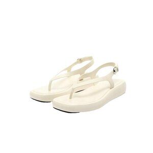 ZARA LEATHER FLATFORM SANDALS White SIZE 7.5 | 1602/111